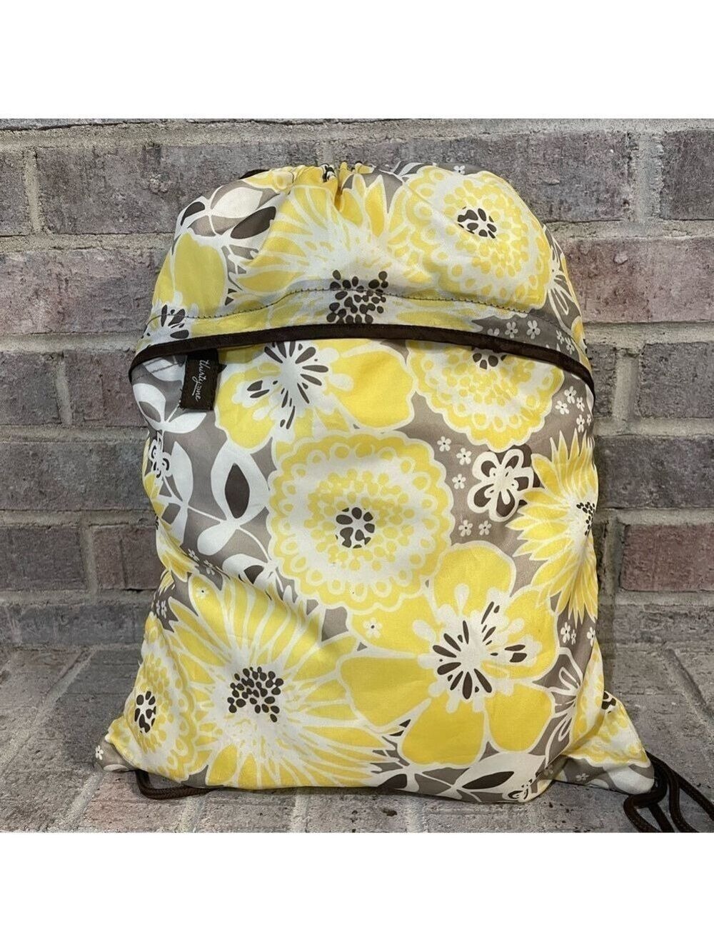 Thirty-One Floral Backpack in Yellow and Gray